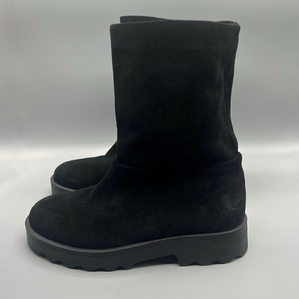 Aerosoles Simple Black Suede Pull On Boots - Picture 4 of 6